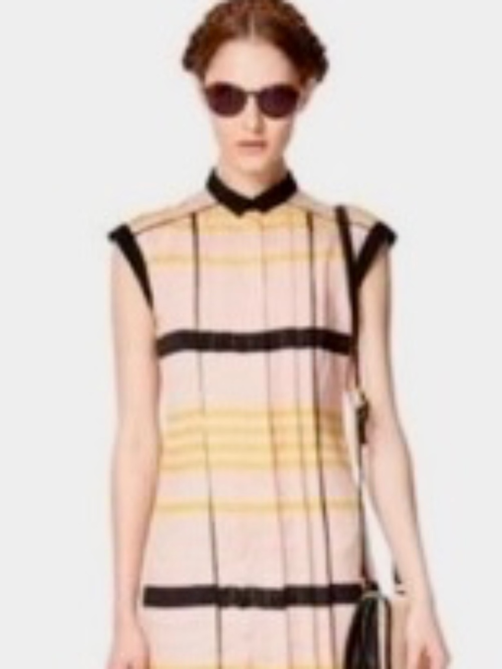 Jason Wu Striped Pink and Yellow Dress with Black Trim